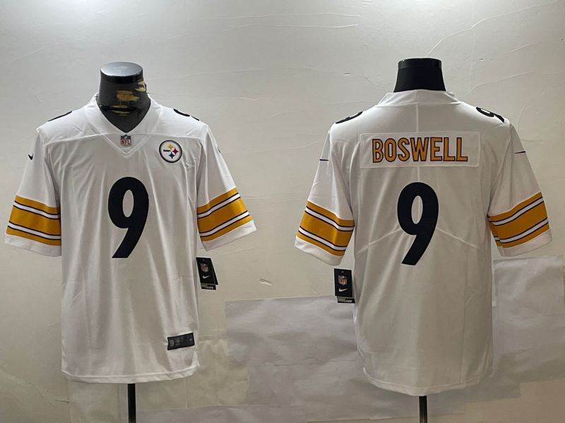 Men Pittsburgh Steelers #9 Boswell White 2024 Nike Limited NFL Jersey style 1